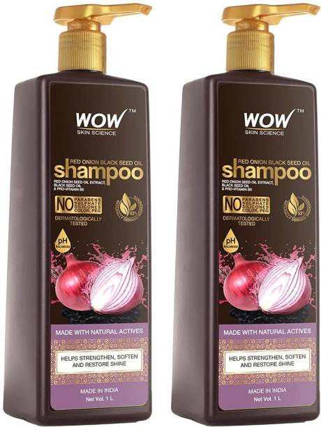 WOW SKIN SCIENCE Onion Shampoo With Red Onion Seed Oil Extract, Black Seed Oil (Pack of 2)