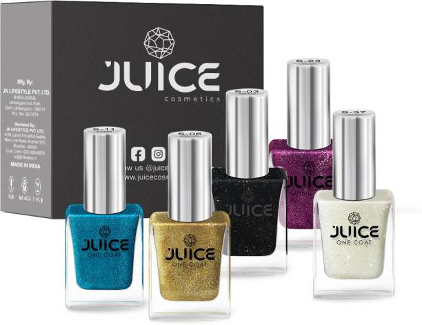 Juice nail polish Pearly Black - S03, Metallic Gold - S06, Aqua Marin - S11, Red Violet - S23, Milky Way - S37