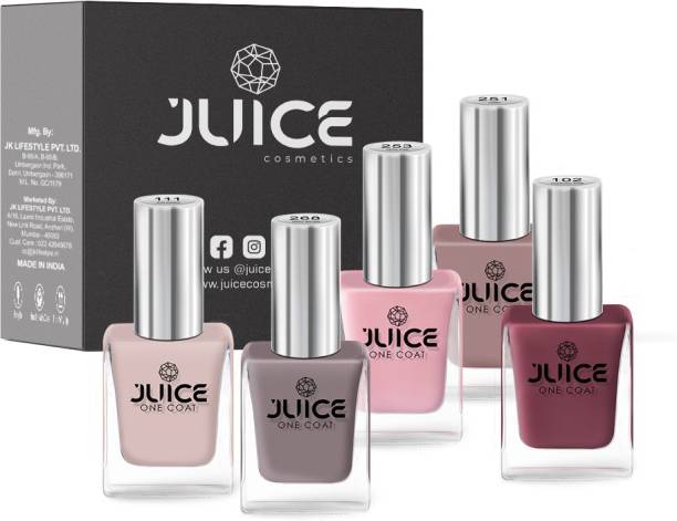 Juice Nail Paint Combo 32 Petal Pink, Camel, Sun Kissed, Dusty Coral, Teddy Brown