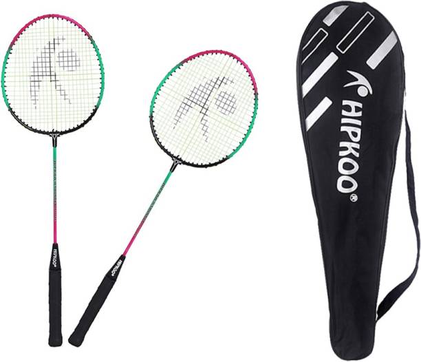 Hipkoo Sports Thunder Excellent Strung Wide Body Aluminum Badminton Racket with Cover - Pink Pink Strung Badminton Racquet