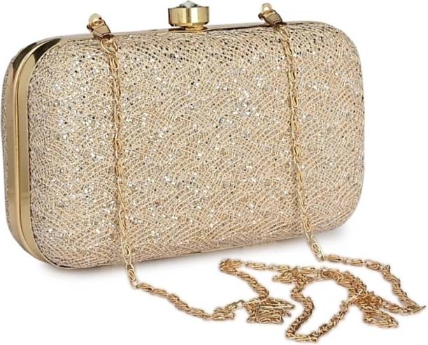 Casual, Formal, Party Gold  Clutch Price in India