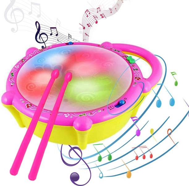 Aseenaa Flash Drum With 3D Lights & Music With Good Quality Plastic And Battery Operated