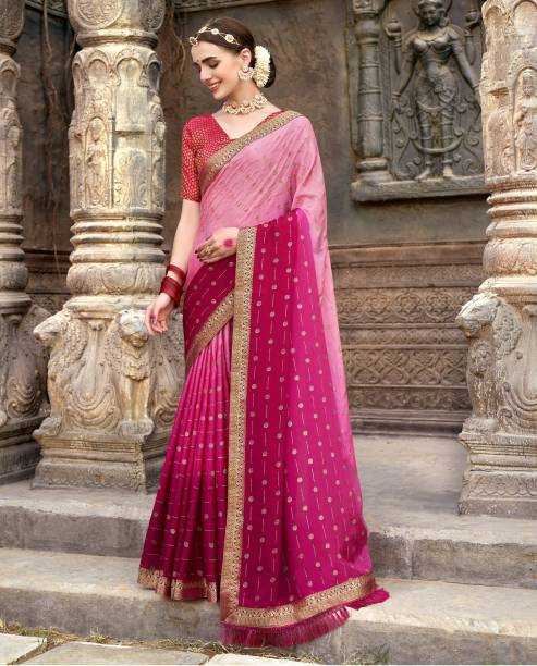 TEREZA Embellished Bollywood Chiffon Saree