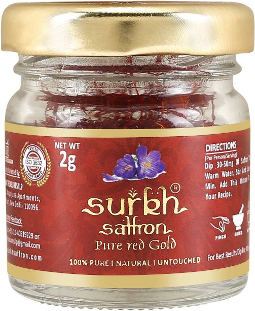 SURKH Saffron - 2 Grams - Premium Pack - 100% Pure I Natural I Untouched Grade 1 Saffron / Kesar …