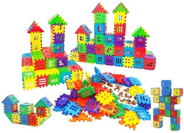 ADICHAI 72 Pcs Mega Jumbo Happy Home House Building Blocks with Attractive Windows and Smooth Rounded Edges (72 Blocks) Multicolor