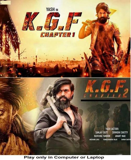 KGF Chapter 1 & KGF Chapter 2 (2 MOVIES) play only in Computer or Laptop it's BURN DATA DVD not original with out poster