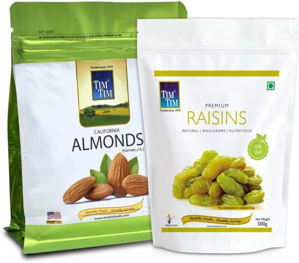 Tim Tim Premium Almonds (Badam) 250g and Premium Raisins (Sogi) 100g, Sogi and Almonds