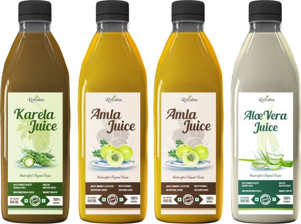 Relishta Karela Amla and Aloe Vera Juice - (4x500ML)Purifies Blood and Boosts Immunity