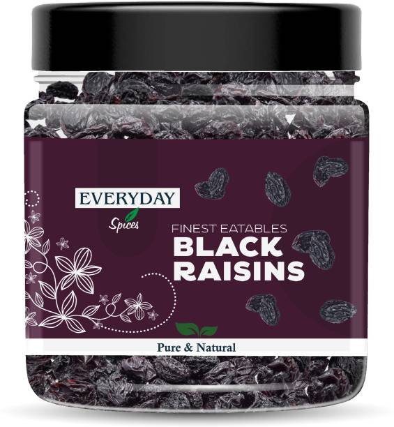 Everyday Spices Black Raisins (Seedless) | Kali Kismish | Kali Dakh (Big Size) Jar Pack Raisins