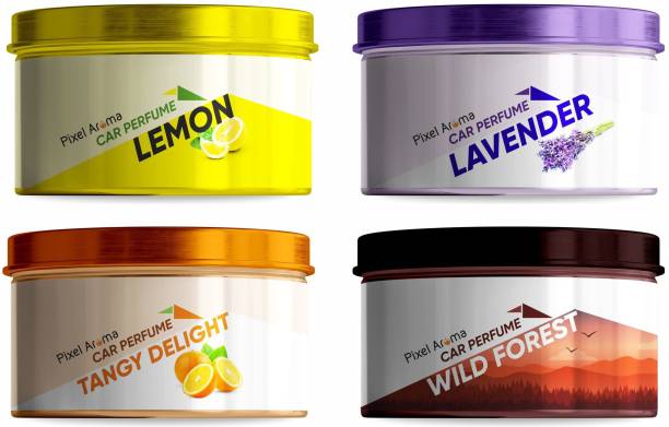Pixel Aroma Premium Car Air Freshener Lemon, Lavender, Tangy & Wild Forest (65g Each) Air Purifier