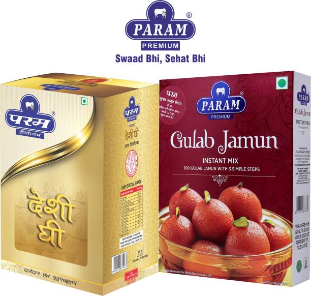 PARAM Premium Deshi Ghee 1kg with Gulab jamun mix powder 500g Ghee 1.5 kg Box