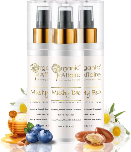Organic Affaire 3x100ml Baby Lotion for Dry Skin & Oily Skin (Honey & Blueberry) | Paraben Free