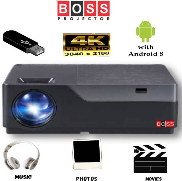 BOSS S33A | 3840x2160p | Android 8.0 | 6000 Lumens | 8000:1 Contrast | Ultra 4K HD (6000 lm) Portable Projector