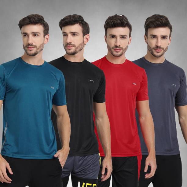 FTX Solid Men Round Neck Multicolor T-Shirt