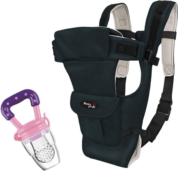MOM'S PRIDE 4 in 1 Baby Carrier Ergonomic Adjustable Sling Baby Carrier (Black) & Soother Baby Carrier