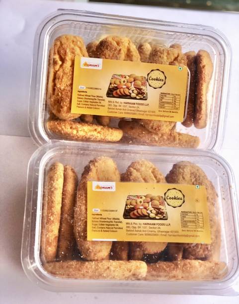 HARNAAM'S Crunchy Coconut Cookies - Bakery Baked Biscuits - 2 Packs of 250 Grams Bakery Biscuit