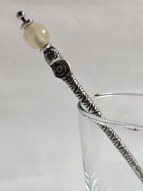 Traditional Om  design Indian Silver Tone Hair Stick  Hand Carved Pin 