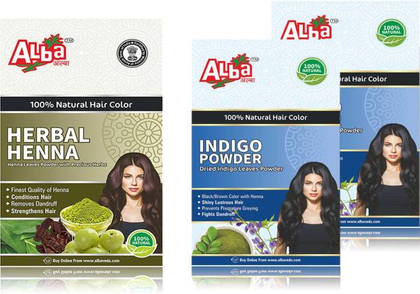 ALBA Indigo Powder & Herbal Henna Combo Pack (Indigo powder 200g & Herbal Henna 200g)