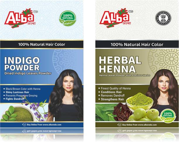 alba Indigo Powder & Herbal Henna Combo Pack (Indigo powder 100g & Herbal Henna 200g)