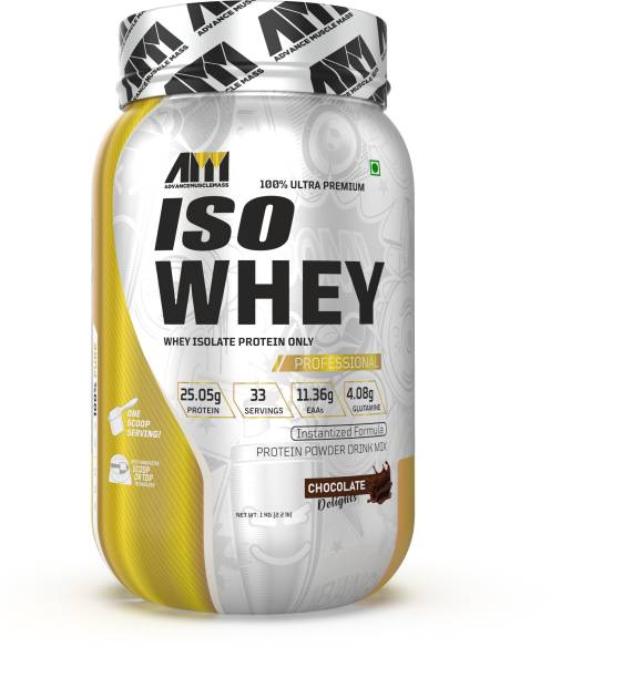 ADVANCE MUSCLEMASS Whey Isolate 90% with Enzyme blend | 29.3 g protein | Raw Whey from USA | Whey Protein