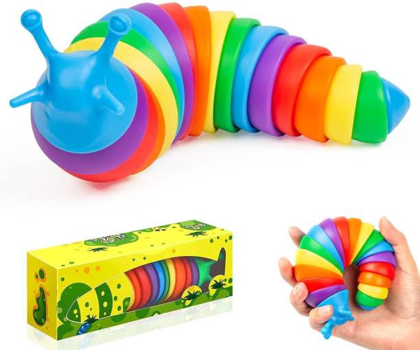 Timtom Cute Slug Fidget Sensory Toy With Flexible Strachable Joints Catepillar Toy Finger Puppets