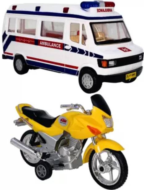 Hum Enterprise Ambulance & Yellow KTM Racing Bike