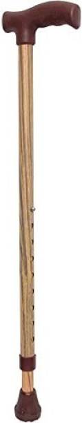 PAXMAX Walking Stick Brown (Wooden Finish) Height Adjustable Old Men & Women Walking Stick