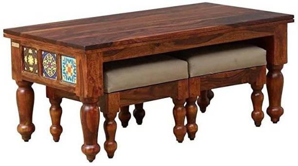 royal home Premium Quality Sheesham Wood Sheesham wood Coffee Table With 4 Stools Solid Wood Coffee Table