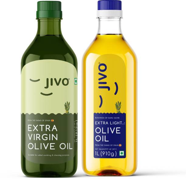 JIVO Extra Light 1L+ Extra Virgin 1L Cooking Oil Combo Olive Oil Plastic Bottle