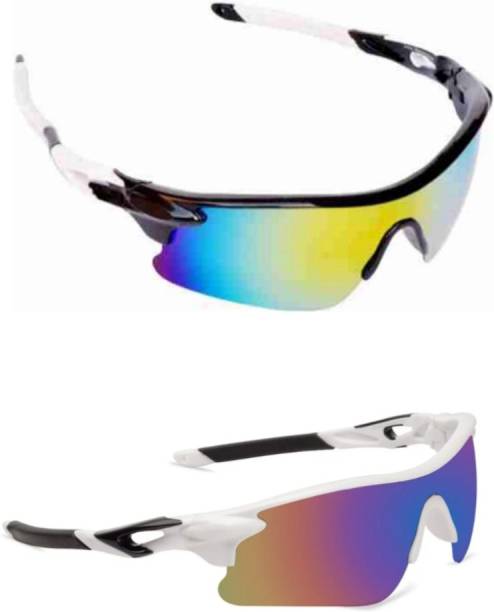 FREUITS Sports Goggles (Black - White & White - Black) for Cricket / Cycling / Running Cricket Goggles