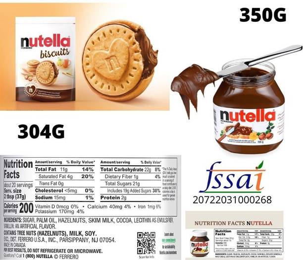 nutella Ferrero Biscuit 304 G + Hazelnut Spread 350 G (Combo ...