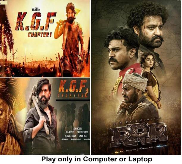 RRR (2022) , KGF 1 & 2 (3 Movies) play only in Computer or Laptop it's BURN DATA DVD not original without poster