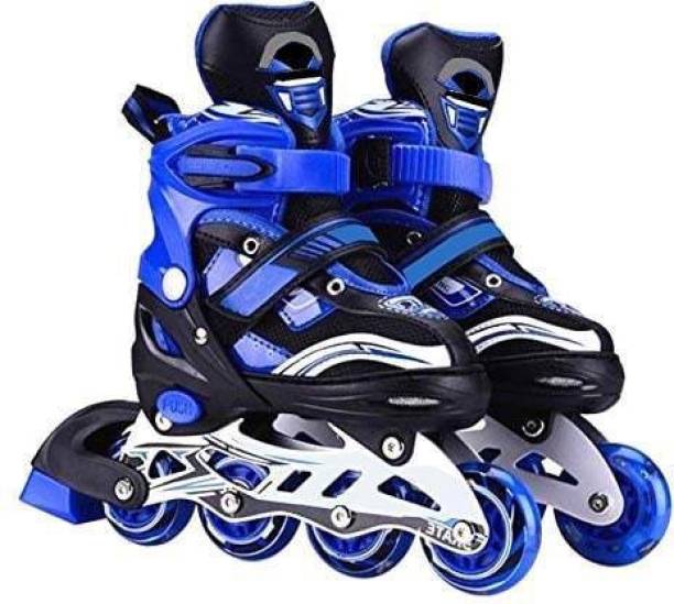 MOONZA High quality - Unisex Indoor and Outdoor Adjustable Size Roller - Skating Shoes In-line Skates - Size 6 - 9 UK