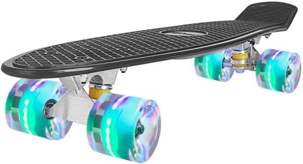 Strauss Cruiser Penny Board with LED Wheels, (Black) 6 inch x 22 inch Skateboard