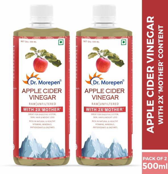 Dr. Morepen Apple Cider Vinegar With 2x Mother Raw & Unfiltered Rich in Natural and Healthy Vitamins and Multivitamins for Skin, Hair and Weight Loss - Buy 1 Get 1 Free Vinegar