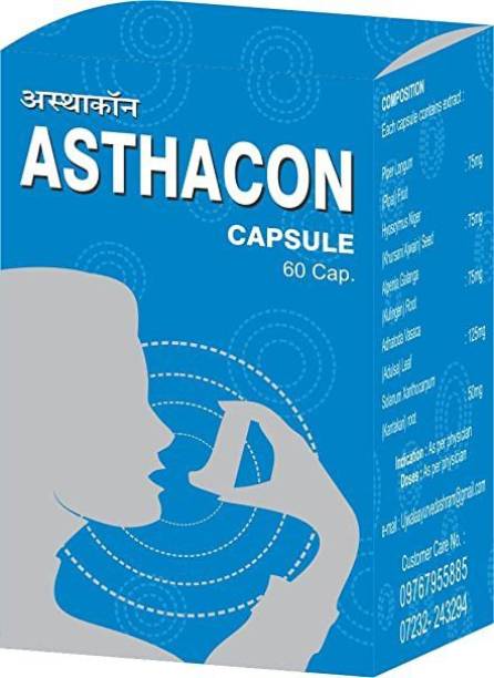 UJWALA AYURVEDASHRAM Asthacon Capsule, For asthama, dry cough, whopping and shortness in breath