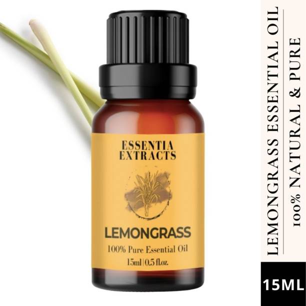 ESSENTIA EXTRACTS Lemongrass Essential Oil, 100% Natural & Pure, 15ml, for Hair, Skin, Acne, Bug-repellent & Refreshing Aroma, Aroma Diffusers and Aromatherapy, Undiluted, Therapeutic Grade