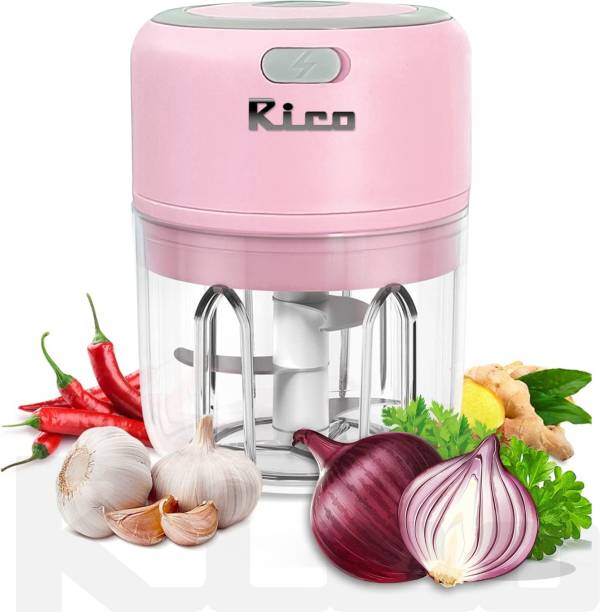 Rico Portable USB Rechargeable Mini Chopper for Mince Onion, Ginger, Pepper Electric Vegetable & Fruit Chopper