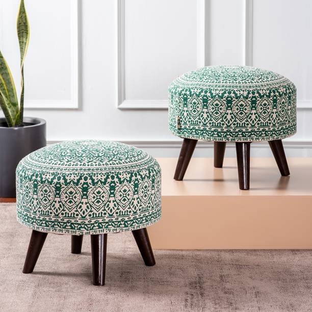 nestroots Stool for Living Room set of 2 sitting printed ottoman ("14"inch Height ) Stool