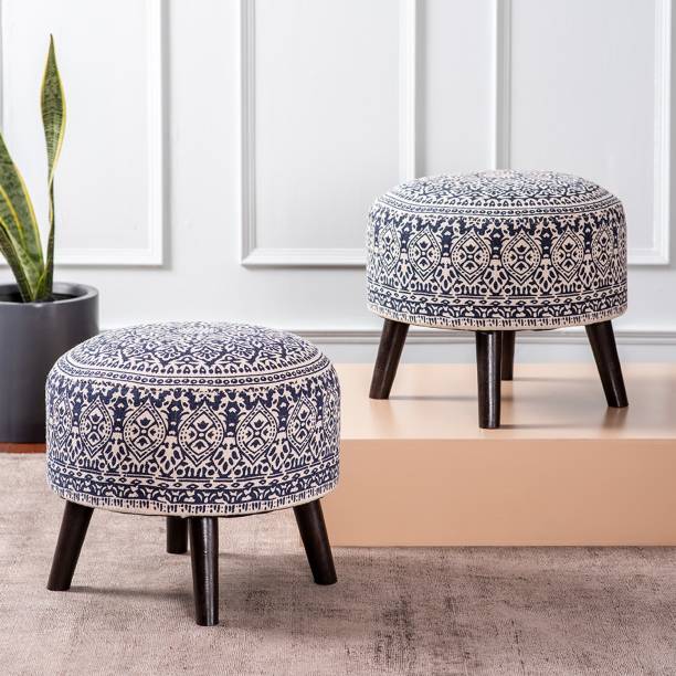 nestroots Set of 2 Stool for Living Room sitting printed ottoman Stool