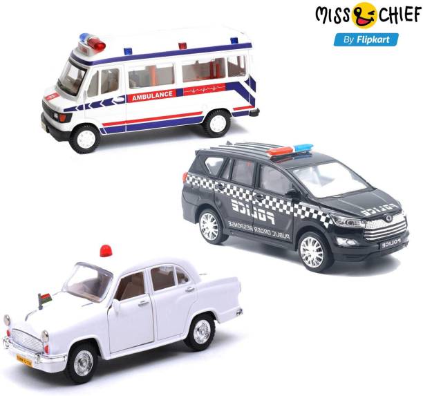 Miss & Chief by Flipkart Combo-3Ps Mini Car Toys VIP Car/Police car & Ambulance Made of Non Toxic Plastic
