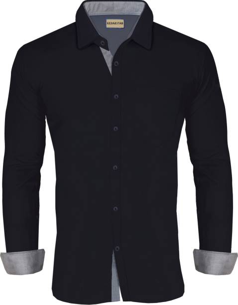 Kedar Fab Men Printed Formal Black Shirt
