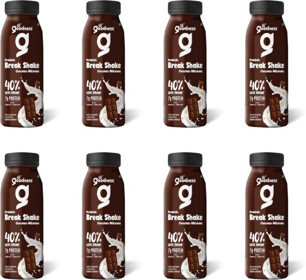 LiL Goodness Prebiotic Break Shake - Chocolate Milkshake with Oats - 200Ml (Pack of 8) | Chocolate Milkshake with Oats Drink