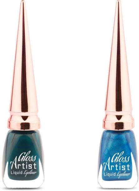 MILAP Gloss Artist Liquid Eyeliner Infinite Green & Magical Blue ( Pack of 2 ) Each 6 ml