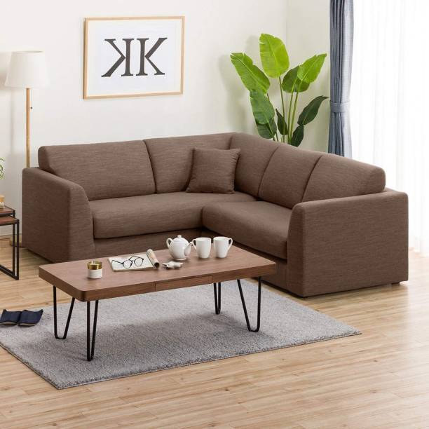 Torque Florita 5 Seater Corner Fabric Sofa Set, Furniture For Living Room (Brown) Fabric 5 Seater  Sofa