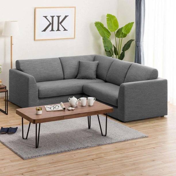 Torque Florita 5 Seater Corner Fabric Sofa Set, Furniture For Living Room (Grey) Fabric 5 Seater  Sofa