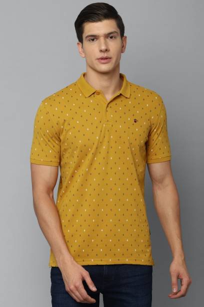 LOUIS PHILIPPE Printed Men Polo Neck Yellow T-Shirt