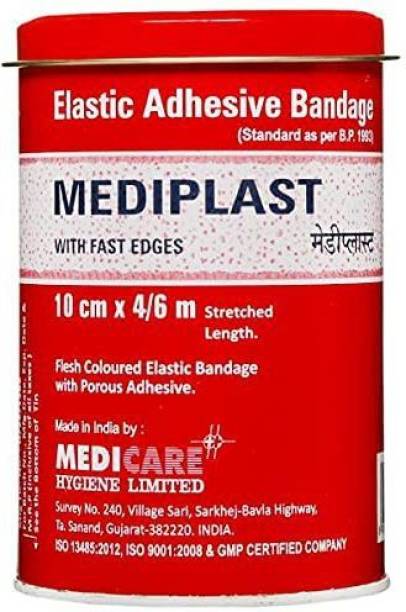 MorFex Mediplast Elastic Adhesive Bandage -10cm x 4/6m Crepe Bandage #1(Pack Of 1,6mtr) Crepe Bandage