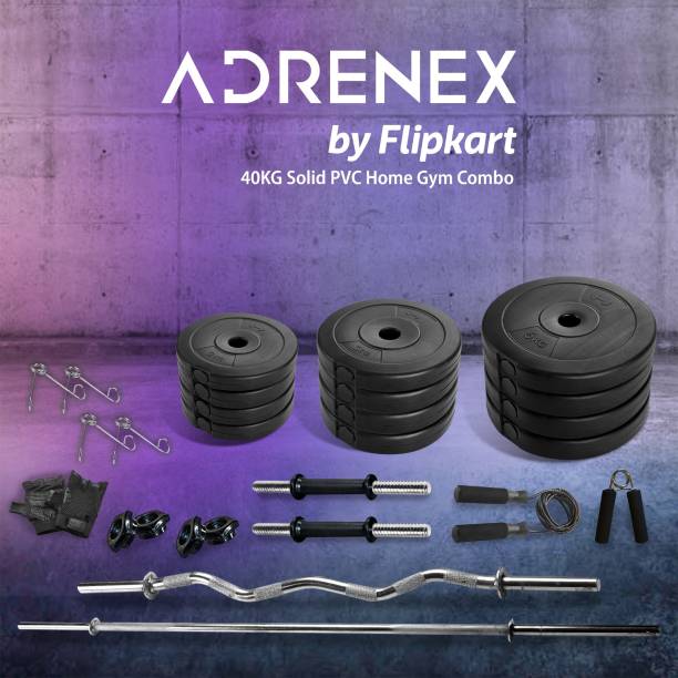 Adrenex by Flipkart 40 kg 40 Kg Fitness Equipments Home Gym Combo Kit 2 with curl and plain rod Home Gym Combo