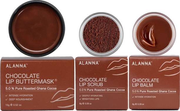 ALANNA Chocolate Lip Mask Scrub Balm Combo, 31g (15g+8g+8g)